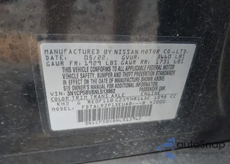 2022 Nissan Kicks S Xtronic Cvt z USA, uszkodzony, nr VIN 3N1CP5BV8NL513962